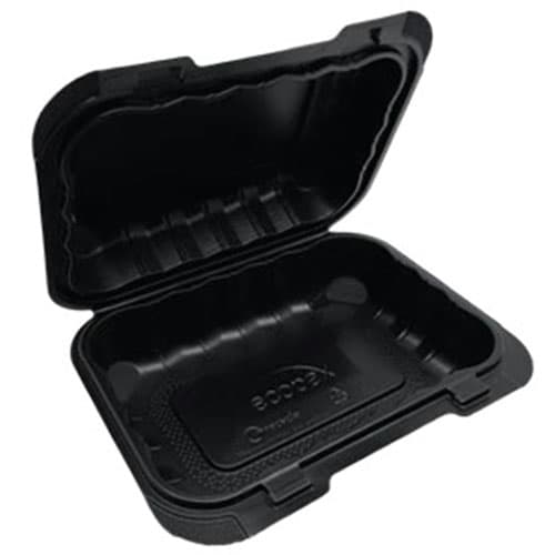 7.5" x 5.78" Black MFPP Clamshell, 1-Compartment