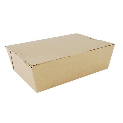 Southern Champion 7 3/4" x 4 1/2" x 2 1/2" Kraft Microwavable Folded Paper #3 Take-Out Container